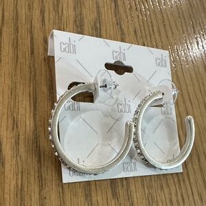 CAbi Silver Rhinestone Hoop Earrings